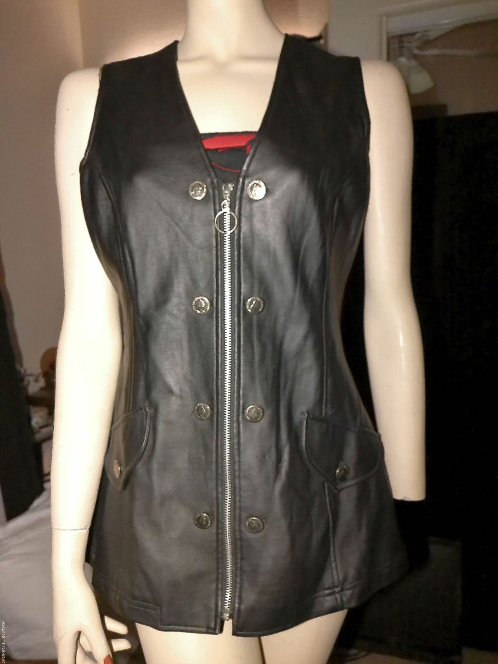Vintage Black Faux Leather Vest by Neutral Zone